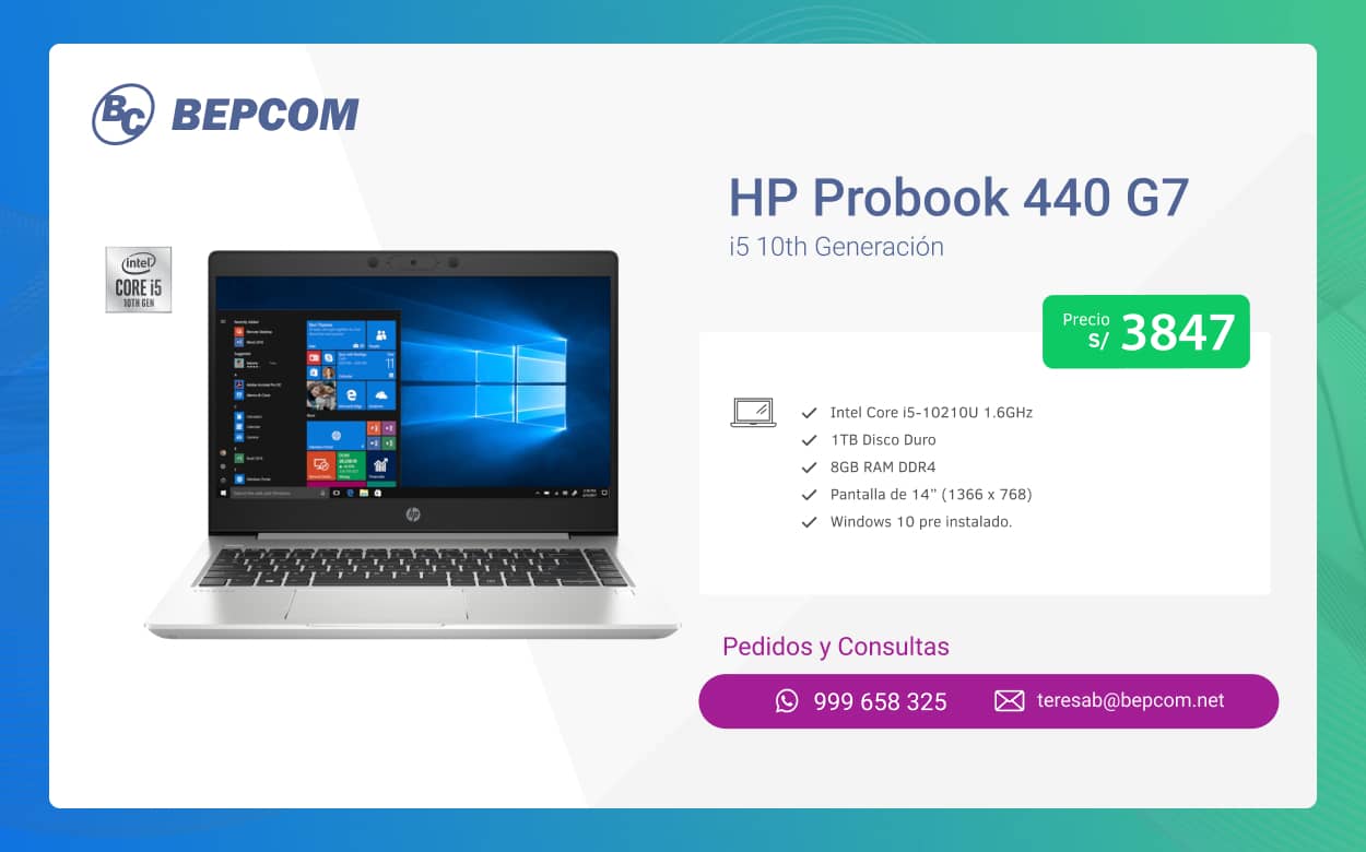 HP Probook 440 G7 14'' i5 8GB HDD 1TB - S/. 3847