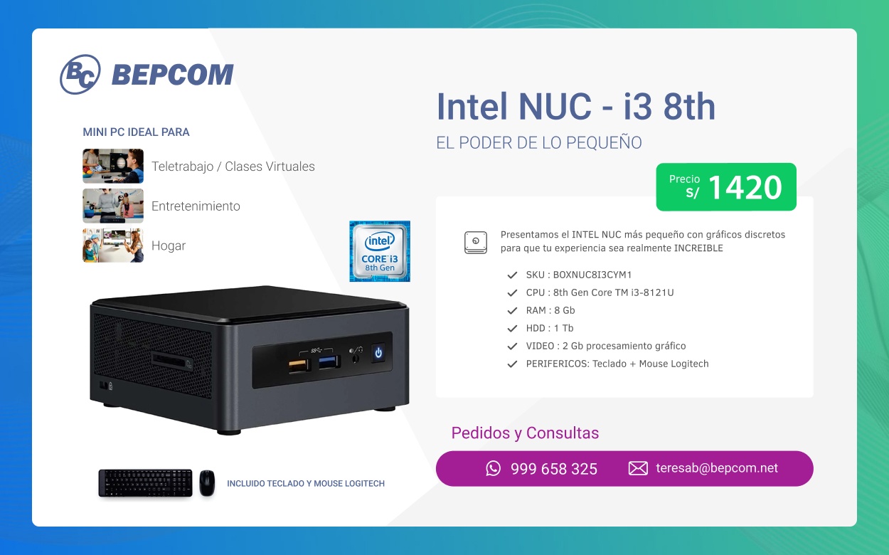 Intel NUC - Mini PC i3 - S/. 1420